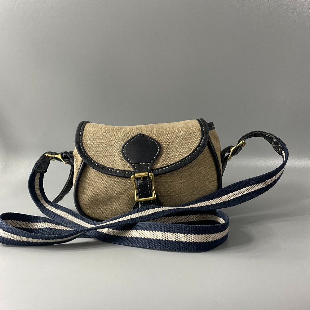 JW Hulme Co. Beige Canvas Brown Leather Trim Crossbody Bag